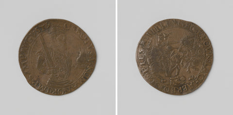 Anglo-French war, medal of the court of auditors of Flanders in Lille, in honour of Charles V, German emperor, anonymous, 1543 - 1546 Canvas Print