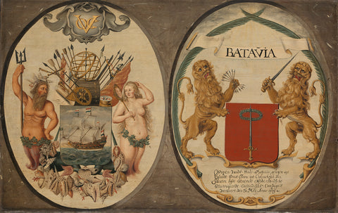 The Arms of the Dutch East India Company and of the Town of Batavia, Jeronimus Becx (II), 1651 Canvas Print