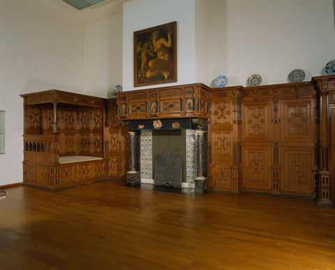 Chimney of artificial marble, part of paneling 1626, anonymous, 1626 Canvas Print