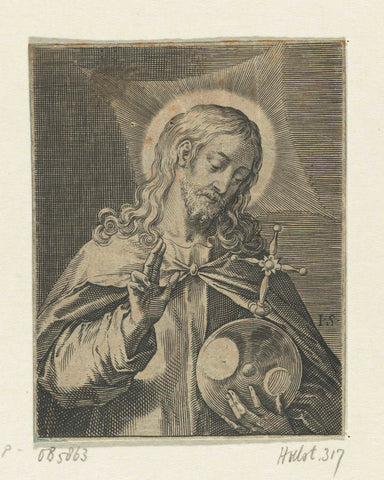 Christ as Salvator Mundi, Johann Sadeler (I), 1570 - 1600 Canvas Print