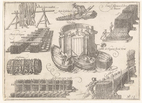 Siege of Ostend: siege and attacking gear of Targone, 1603-1604, anonymous, 1615 Canvas Print