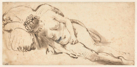 Nude Woman Lying on a Pillow, Rembrandt van Rijn, c. 1661 - c. 1662 Canvas Print