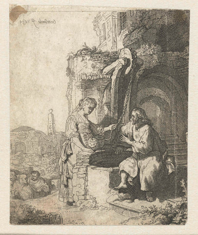 Christ and the woman of Samaria among ruins, John Smith of Chichester, 1727 - 1764 Canvas Print