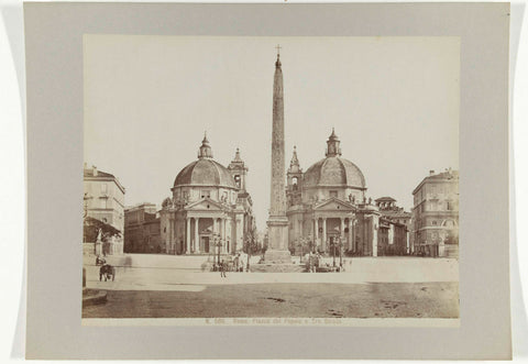 Piazza del Popolo en drie straten, Rome, anonymous, c. 1880 - c. 1904 Canvas Print