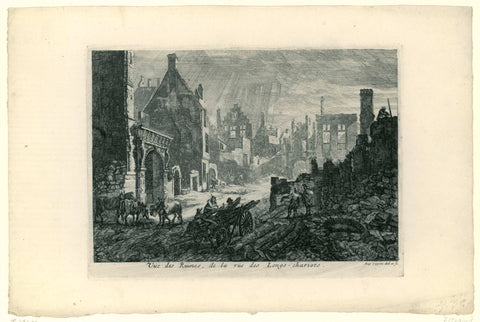 Ruins in the Wagenstraat in Brussels, 1695, Augustin Coppens, 1695 Canvas Print