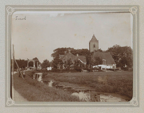 View of houses, the church and a bridge over a ditch in Terzool, Folkert Idzes de Jong, c. 1905 - c. 1907 Canvas Print