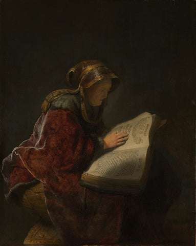 Old Woman Reading, Probably the Prophetess Anna, Rembrandt van Rijn, 1631 Canvas Print