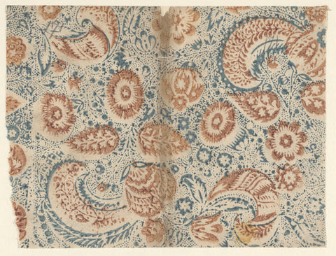 Leaf with scattering pattern of flowers and paisley motifs, anonymous, c. 1720 - c. 1760 Canvas Print