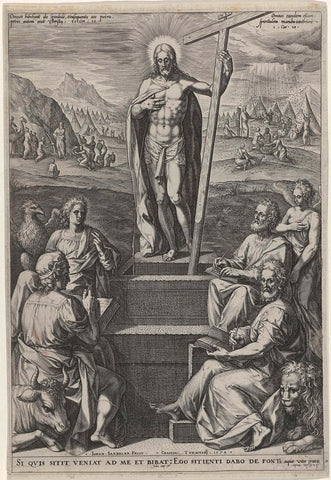 Christ as fountain of life (Fons Vitae), Johann Sadeler (I), 1575 Canvas Print