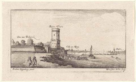 View of a fortress on the Rhine near Cologne, Wenceslaus Hollar, 1627 - 1636 Canvas Print