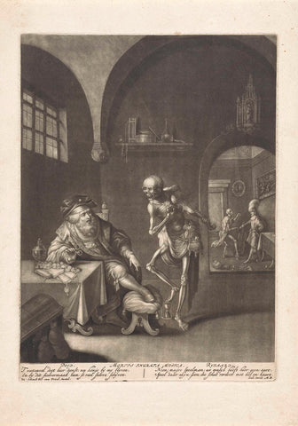 Rich man and death, Pieter Schenk (I), 1670 - 1713 Canvas Print