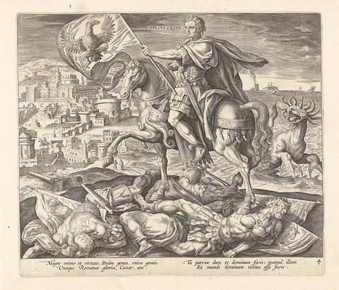 Julius Caesar as the fourth king of Daniel's vision, Adriaen Collaert, 1570- 1618 Canvas Print