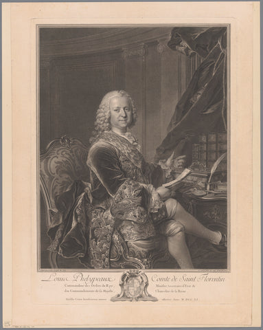 Portrait of Louis Phélypeaux de Saint-Florentin, Johann Georg Wille, 1751 Canvas Print