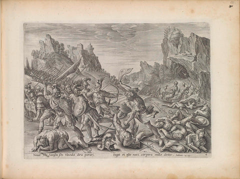 Samson defeats the Philistines with a donkey jaw, Antonie Wierix (II), 1643 Canvas Print