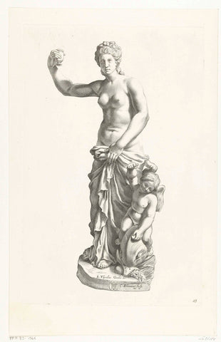 Venus with Amor sitting on a dolphin, Cornelis Bloemaert (II), c. 1636 Canvas Print