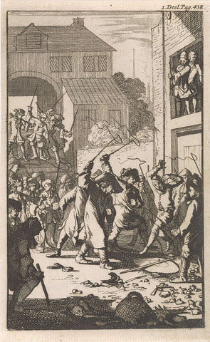 Don Clarazel mistreated by coachmen in an inn near Toulon, Caspar Luyken, 1697 Canvas Print