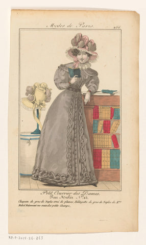 Reading woman leaning on a bookcase, anonymous, 1825 Canvas Print