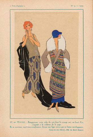 Très Parisien, 1923, No. 9: 17. - MYRTHO. - Sumptuous, this evening dress..., anonymous, 1923 Canvas Print