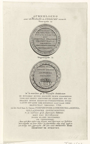 Medal on the recognition of the three committed members of the civic corps in Utrecht by mayor and vroedschap, 1785, anonymous, 1785 Canvas Print