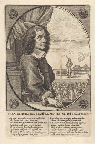 Portrait of Blasius Manfredi, Wenceslaus Hollar, 1651- 1677 Canvas Print