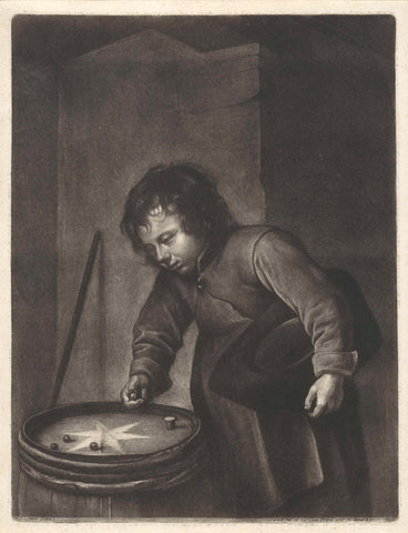 Knikkerende jongen, Jacob Gole, 1670 - 1724 Canvas Print