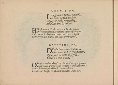 Quatrains in the performances of Orania P.O. and Batavina P.O., Crispijn van de Passe (II), 1640 Canvas Print