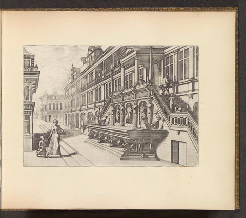 Street view with wall fountain, Johannes or Lucas van Doetechum, c. 1600 Canvas Print