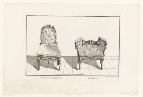 Toilet and chair, anonymous, 1745 - 1775 Canvas Print