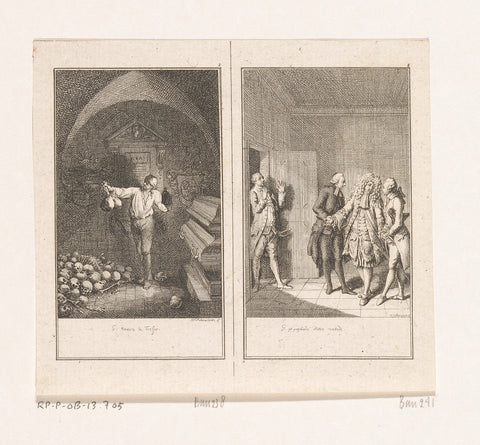 Two scenes from the history of Blaise Gaulard, Daniel Nikolaus Chodowiecki, 1775 Canvas Print