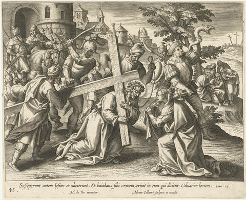 Carrying the Cross, Adriaen Collaert, 1598 - 1618 Canvas Print