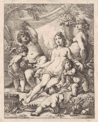 Bacchus, Ceres and Venus, Cornelis Schut (I), 1618 - 1655 Canvas Print