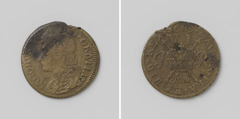 Six pence, James II, King of England, emergency coin from June 1689, anonymous, 1689 Canvas Print