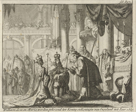 Coronation of William III and Mary II, 1689, Jan Luyken, 1689 Canvas Print