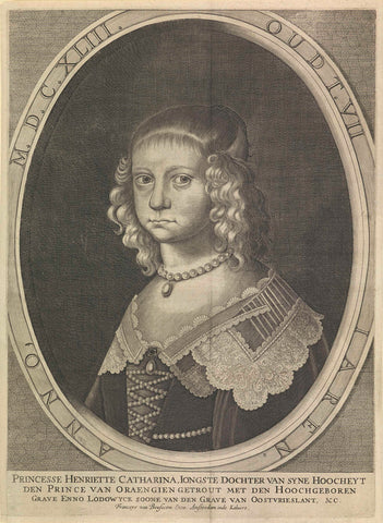 Portrait of Henriette Catharina, Princess of Orange, at the age of 7, anonymous, 1643 Canvas Print