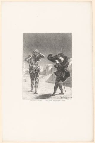 Hamlet speaks with the spirit of its father, Eugène Delacroix, 1843 Canvas Print