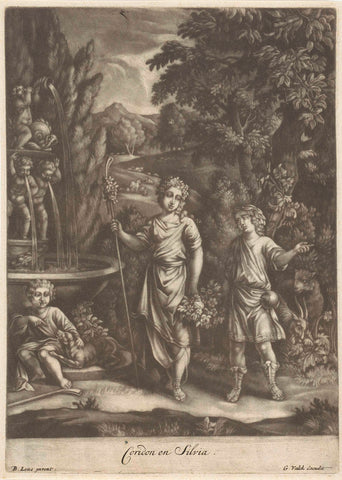 Coridon en Silvia, anonymous, 1662 - 1726 Canvas Print