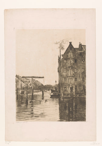 Gezicht op pakhuizen aan het water en een hefbrug, Willem Witsen, c. 1911 Canvas Print