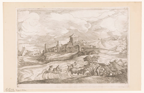 Landscape with ruin, Jean Pesne, 1666 - 1695 Canvas Print