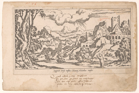 Callisto as bear begs for Jupiter in a landscape with ruins, Léon Davent, c. 1547 - c. 1550 Canvas Print