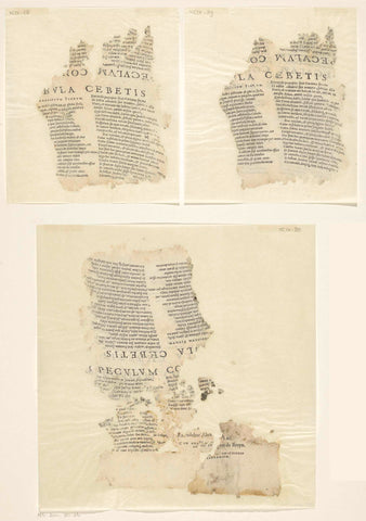 Three fragments of text accompanying a print of cebes' scene, anonymous, 1561 - 1596 Canvas Print