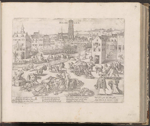 Plundering of Mechelen, 1572, Frans Hogenberg, 1574 - c. 1578 Canvas Print