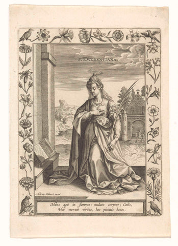 Saint Emerantiana, Adriaen Collaert, c. 1590 - c. 1610 Canvas Print