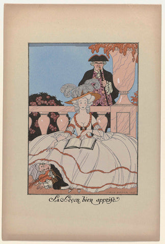 La Guirlande des mois, 1919 : La Leçon bien appris, George Barbier, 1919 Canvas Print