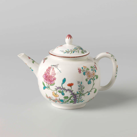 Teapot, multicolored painted with flowering branches and insects, Meissener Porzellan Manufaktur, c. 1725 - c. 1750 Canvas Print