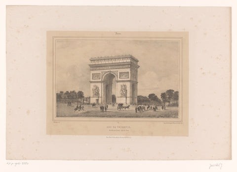 View of the Arc de Triomphe, Louis-Julien Jacottet, 1838 Canvas Print