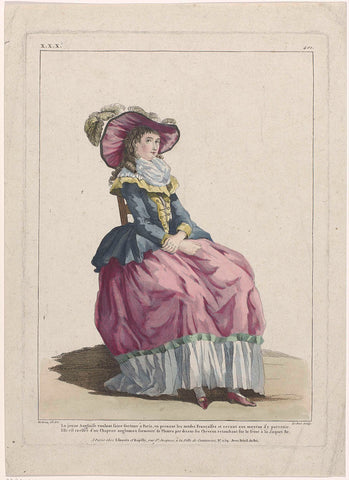 Gallerie des Modes et Costumes Français, 1787, xxx 401 : La jeune Anglais (...), Le Bas, c. 1787 Canvas Print