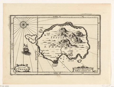 Map of the island of São Tomé, 1602, anonymous, 1644 - 1646 Canvas Print