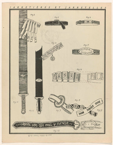 Gazette du Bon Ton, 1922 - No. 8 : Garters and garters, anonymous, 1922 Canvas Print