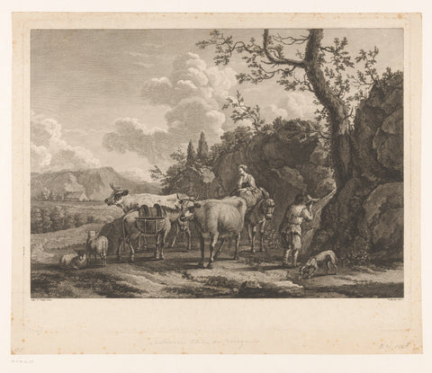 Resting travelers at water source, Pierre François Basan, 1733 - 1797 Canvas Print