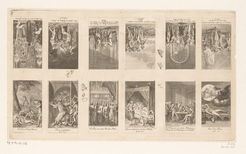 Six performances from newer history and six performances from Blumauer's Aeneid, Daniel Nikolaus Chodowiecki, 1792 Canvas Print